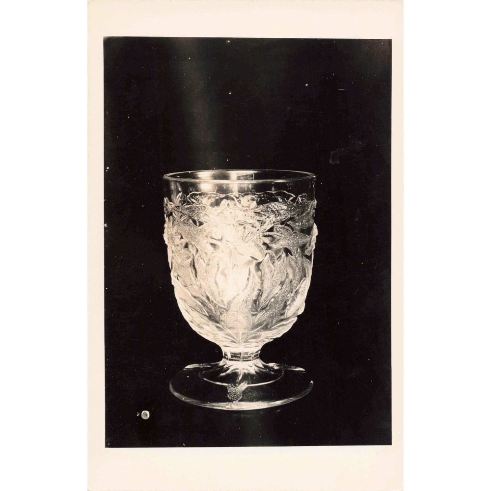 RPPC Vintage Pressed Glass Goblet Chalice Embossed Leaf Real Photo Postcard - Picture 1 of 2